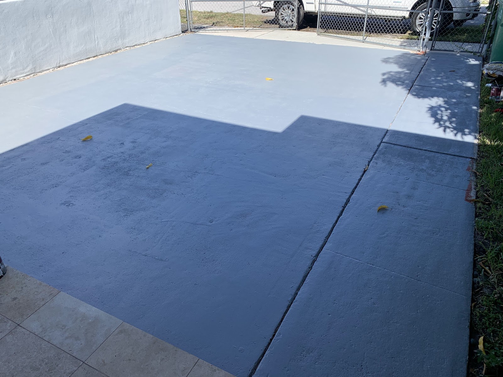 Concrete patio, deep-cleaned and rinsed