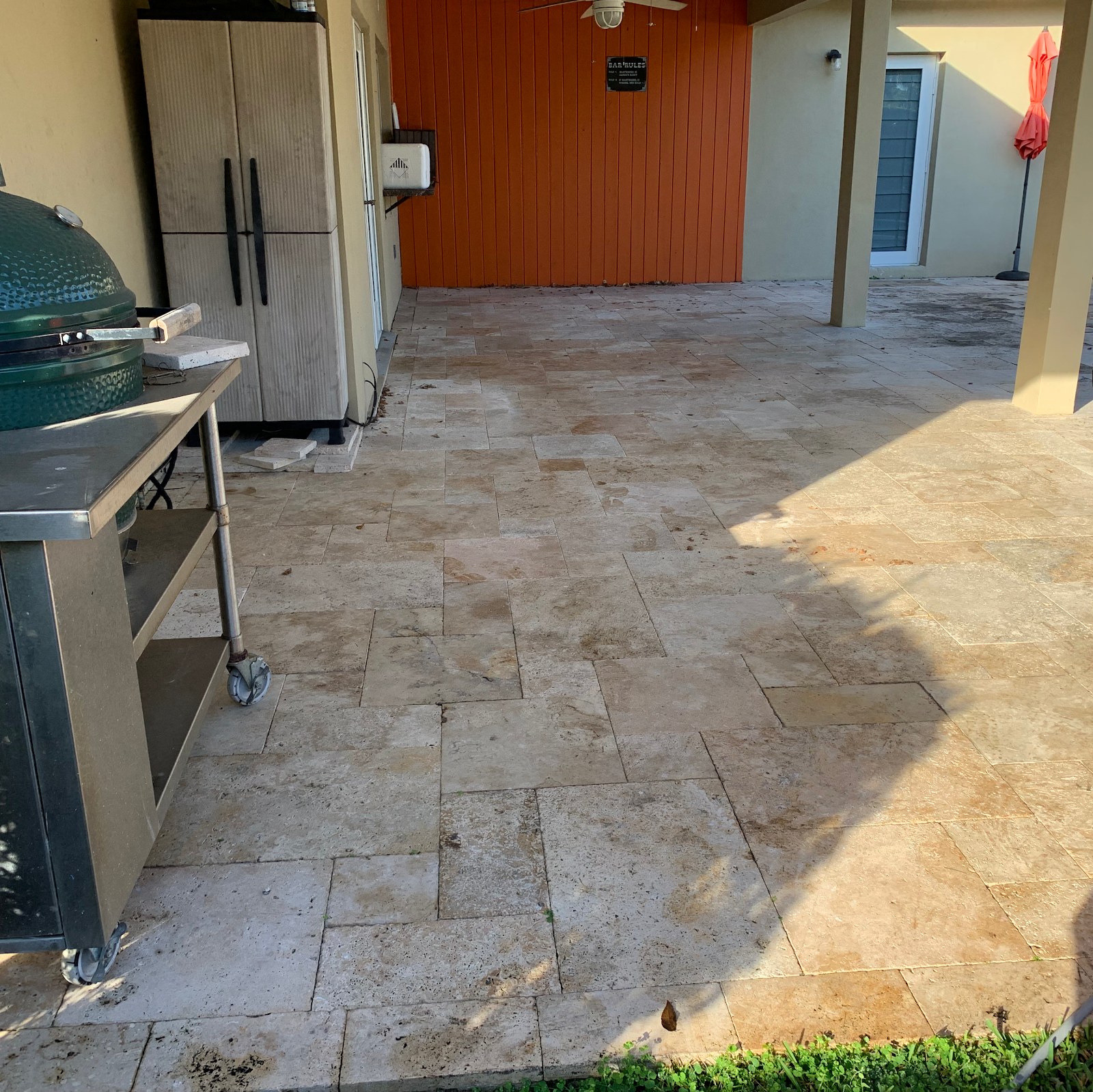 Outdoor kitchen and covered patio, cleaned